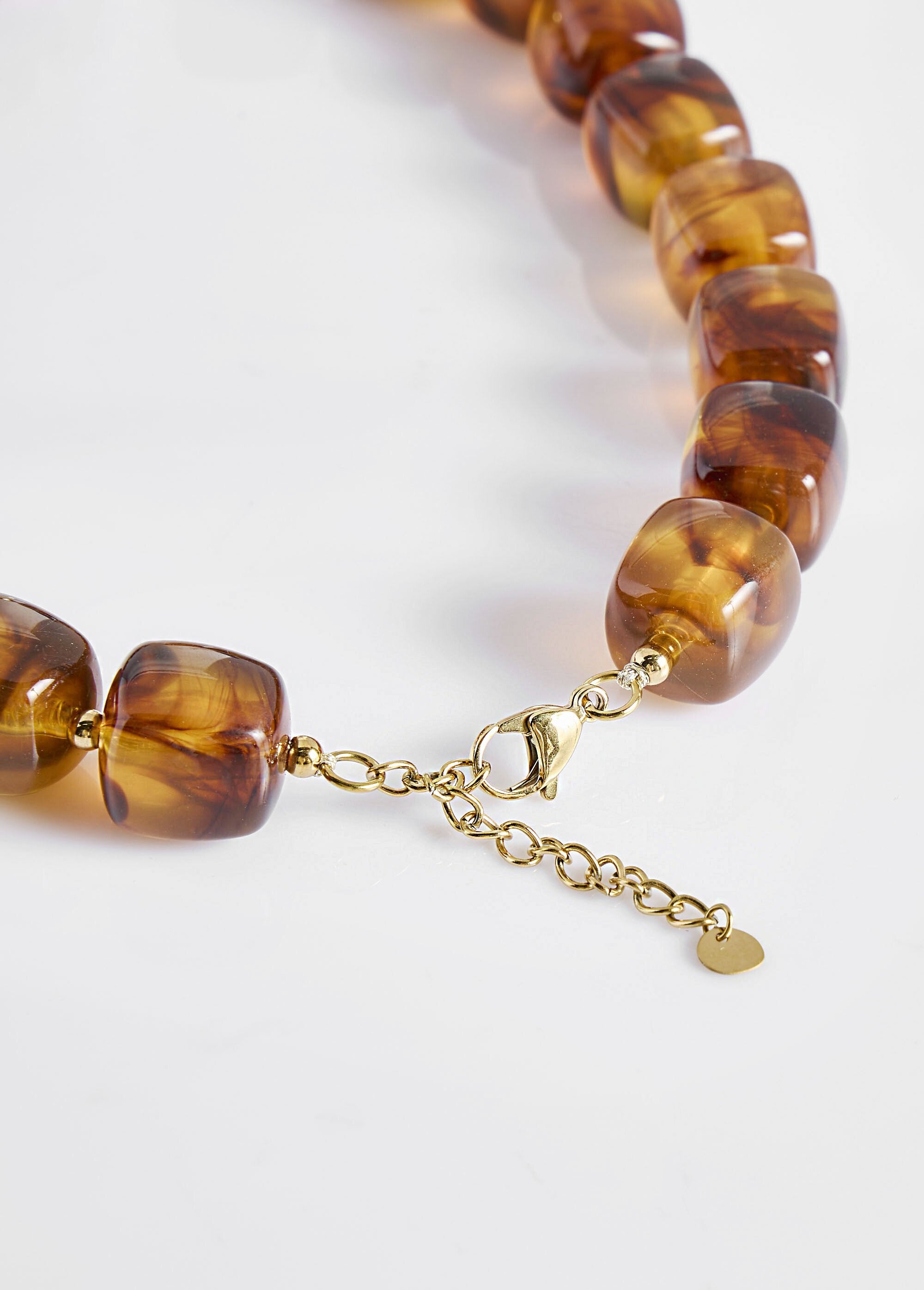 Resin_and_stainless_steel_bead_necklace_Brown_DE2_slim