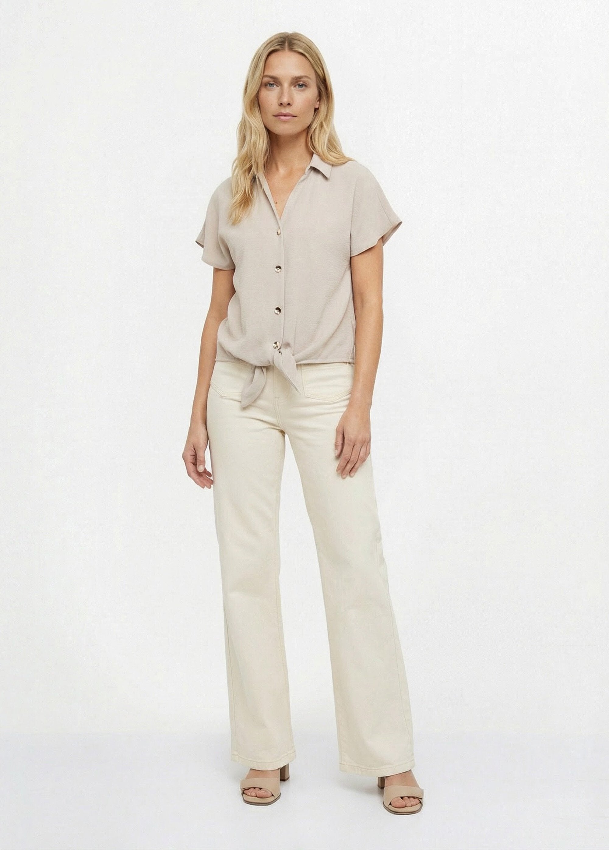 Chemisier_manches_courtes,_noué_taille_Sable_SF1_slim