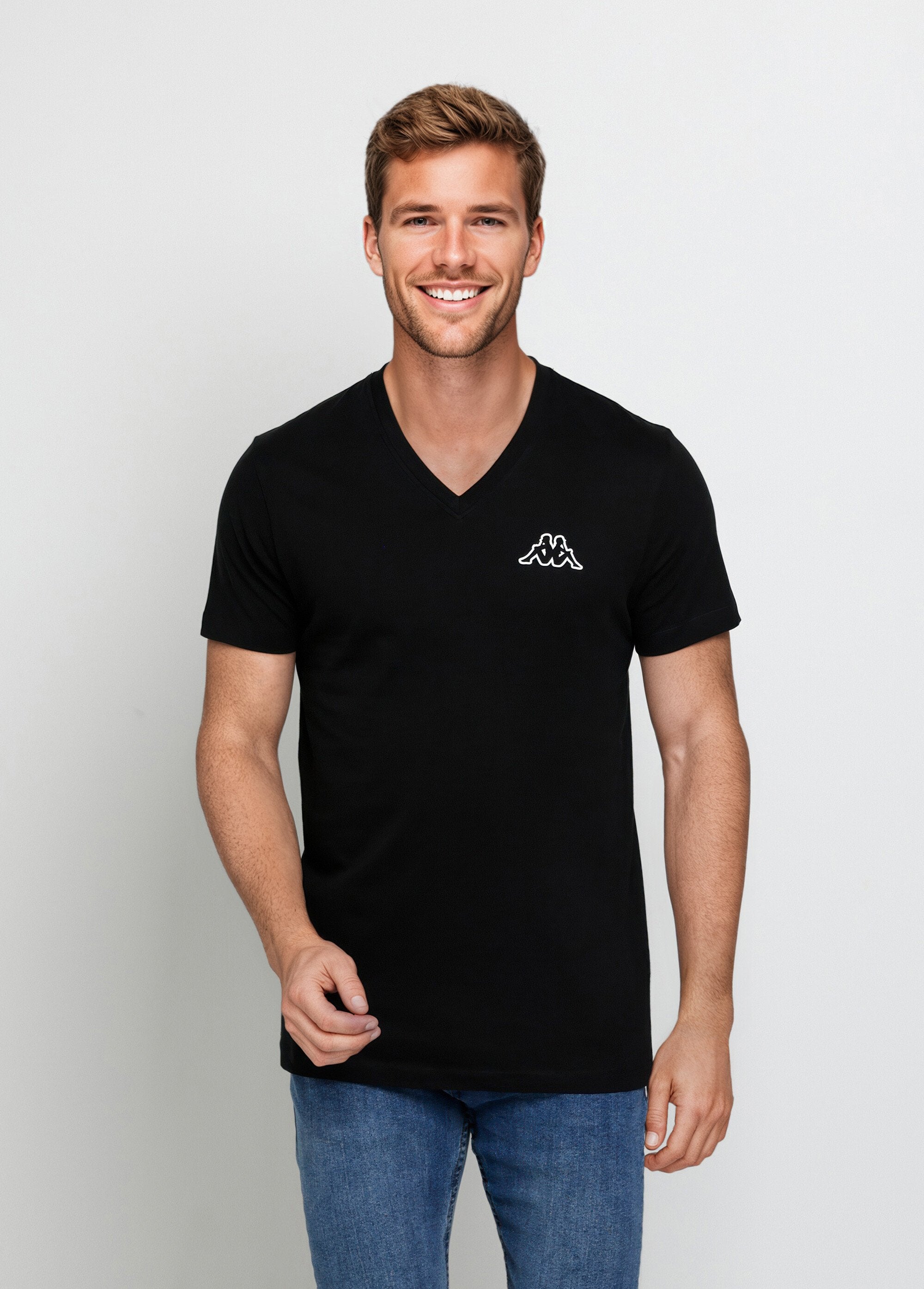 Matching_short-sleeved_V-neck_T-shirt_Black_FA1_slim