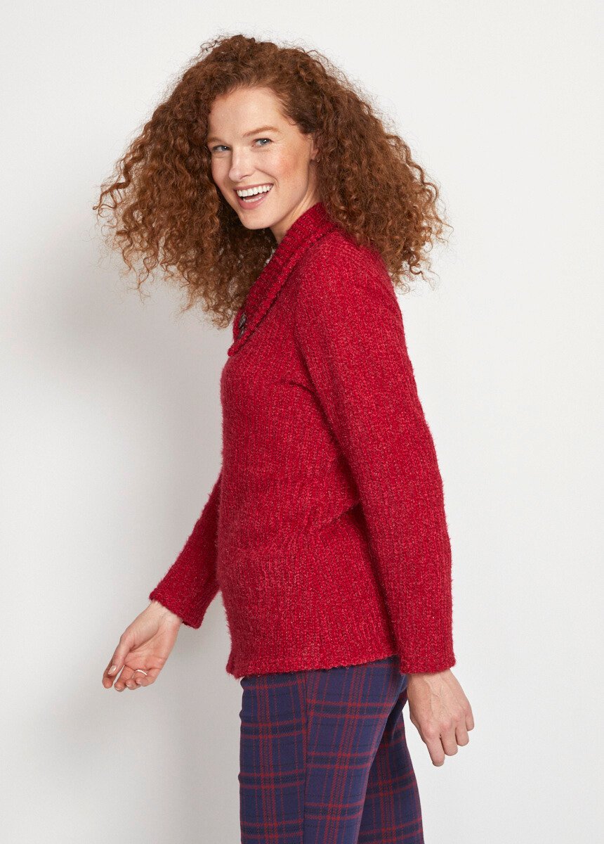 Hairy_chenille_knit_broken_neck_sweater_Red_DR1_slim