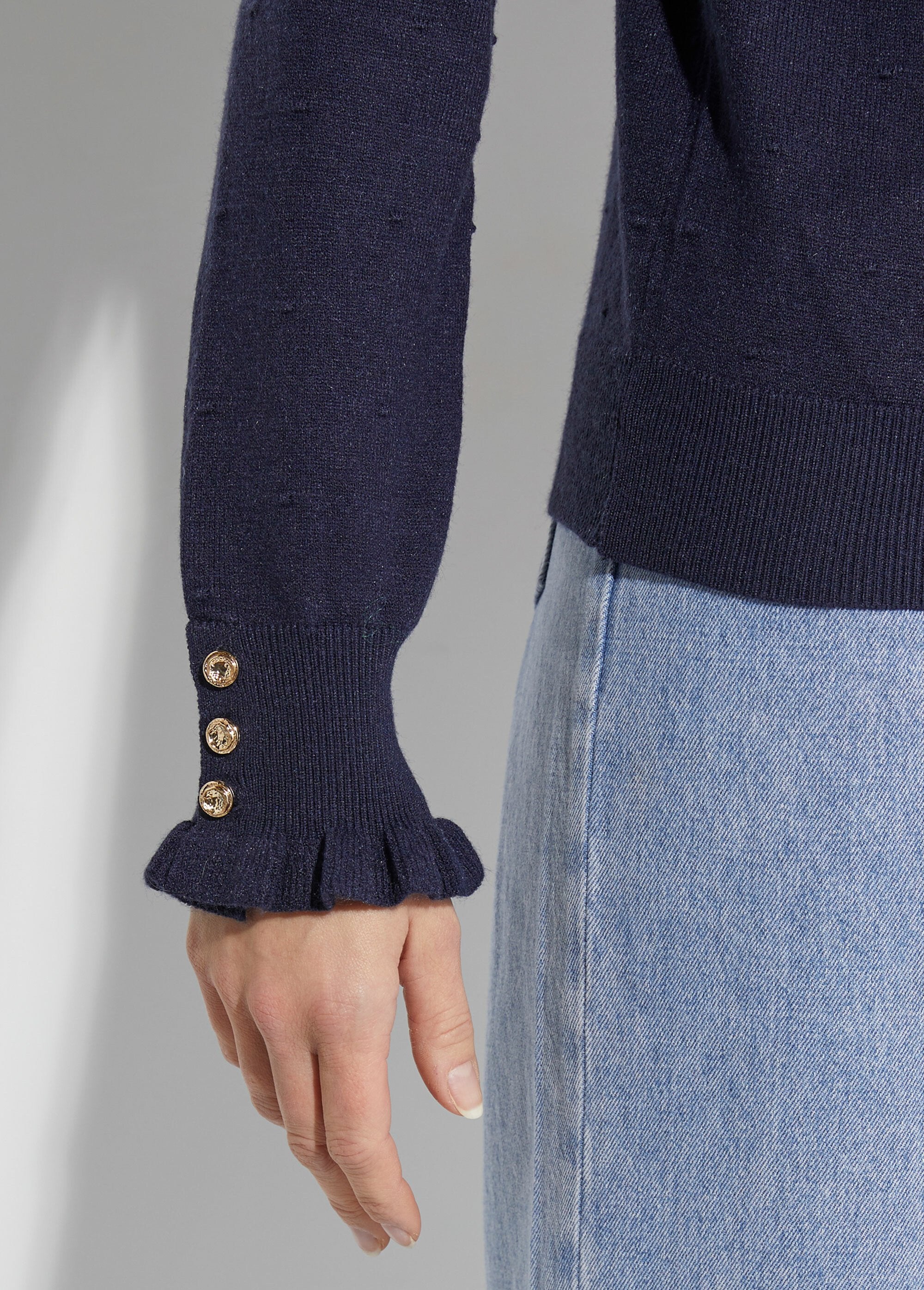 High-neck_pleated_sweater_with_dotted_Swiss_knit_Marine_DE2_slim