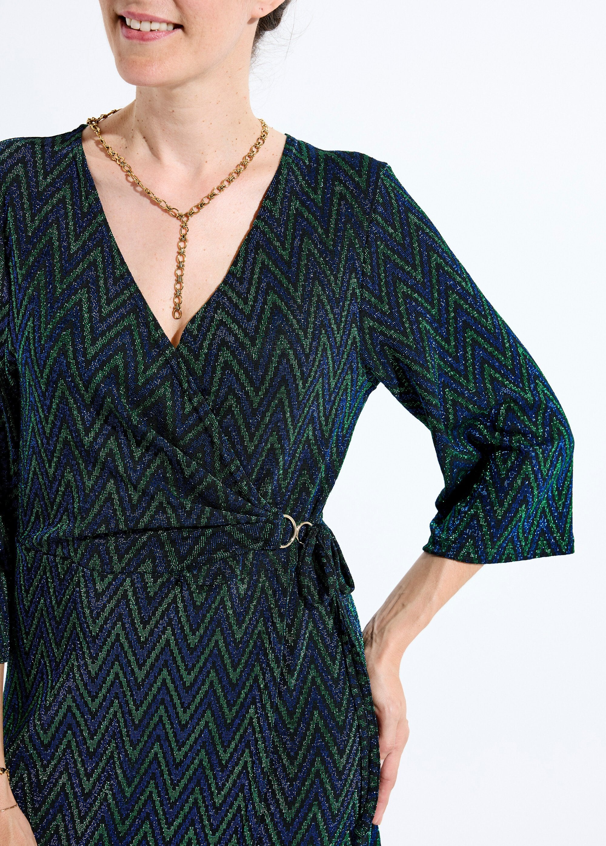 Short_wrap_dress_in_shiny_printed_knit_Blue_and_green_DE1_slim