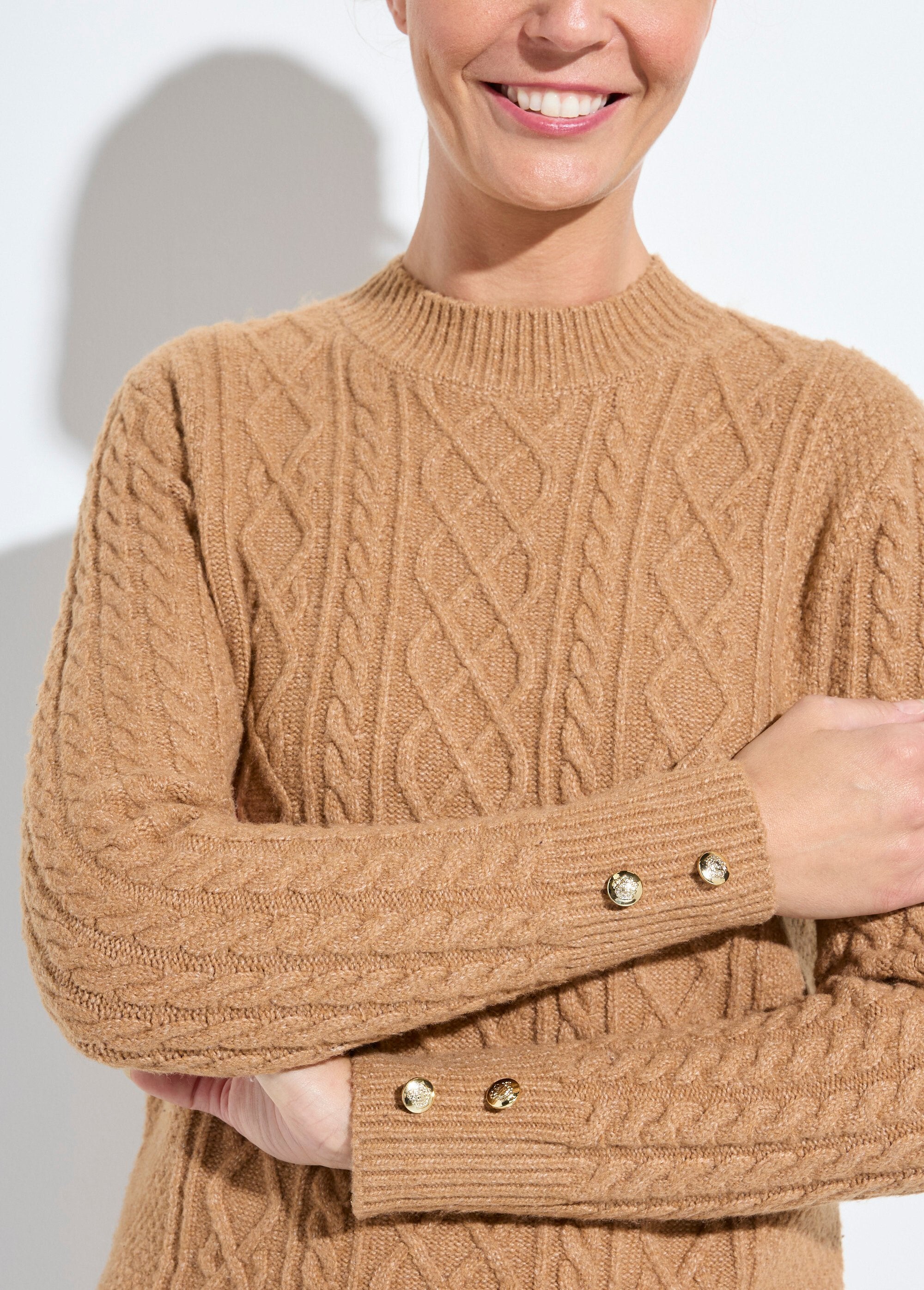 Short_plain_knit_sweater_dress_with_round_neck_camel_DE1_slim