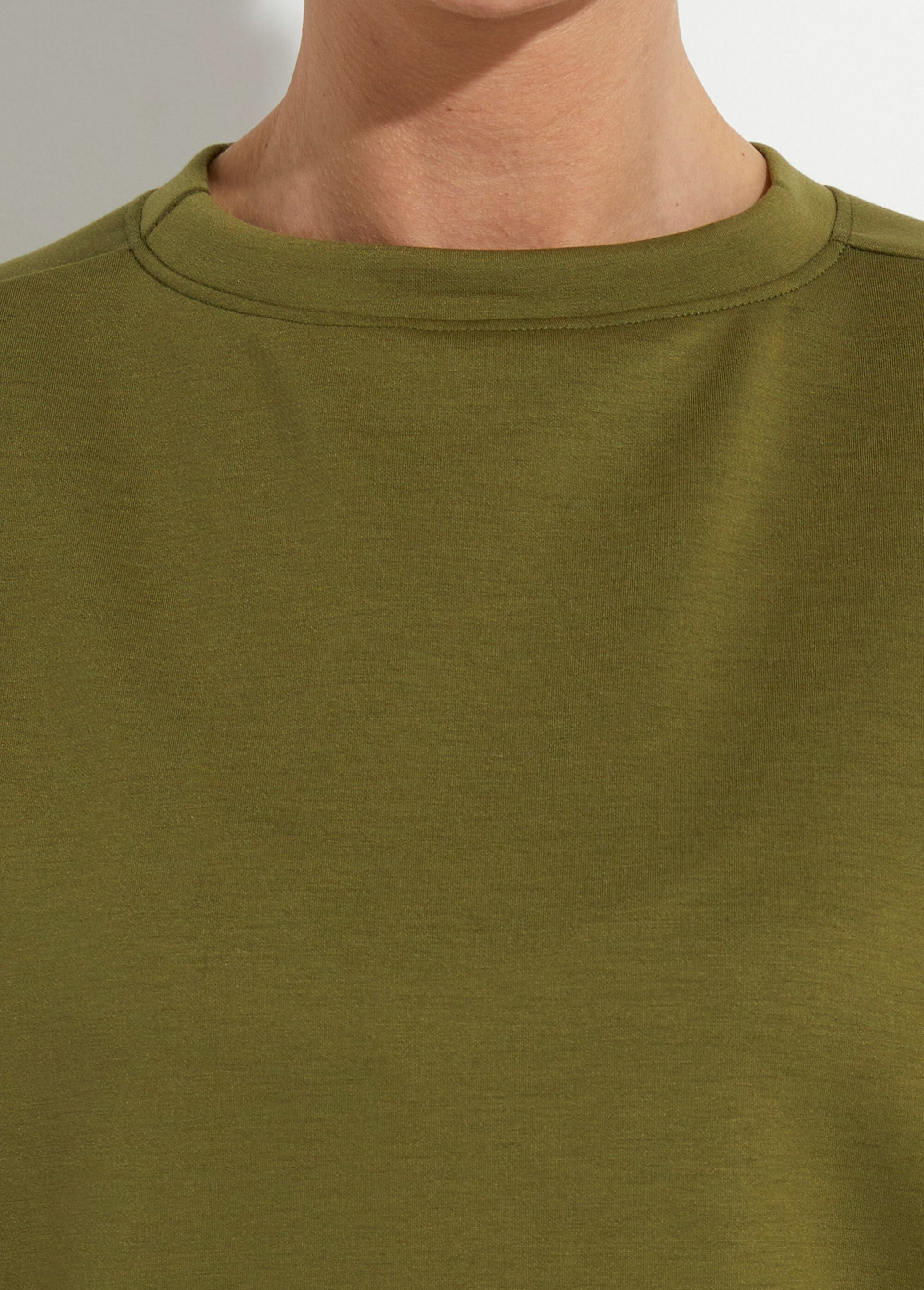 Sweat_shirt_large_col_rond,_manches_3/4_Vert_olive_DE2_slim