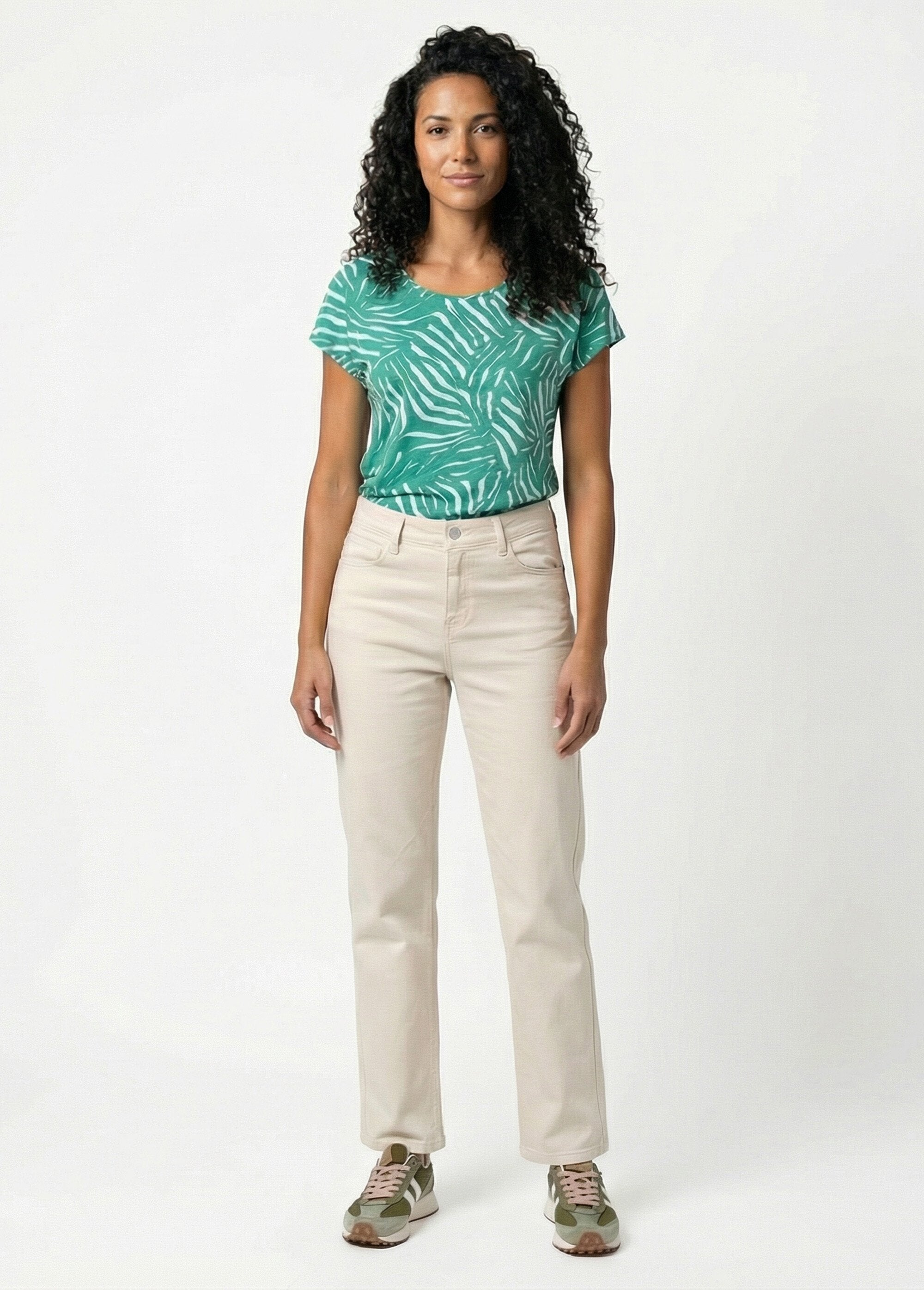 T-shirt_col_rond_manches_courtes_imprimé_Vert_SF1_slim