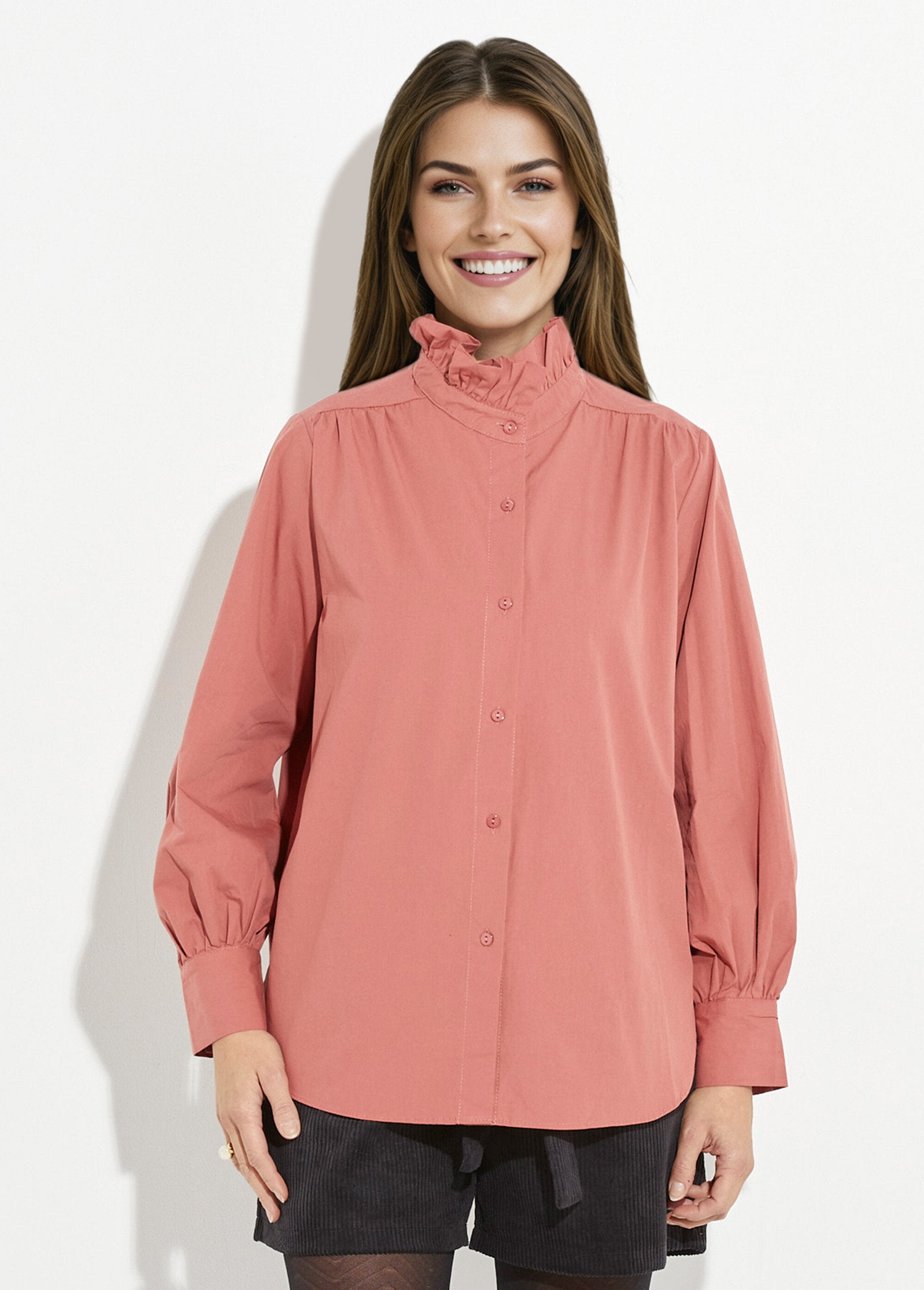 Blouse_with_a_pleated_high_collar_Terracotta_FA1_slim
