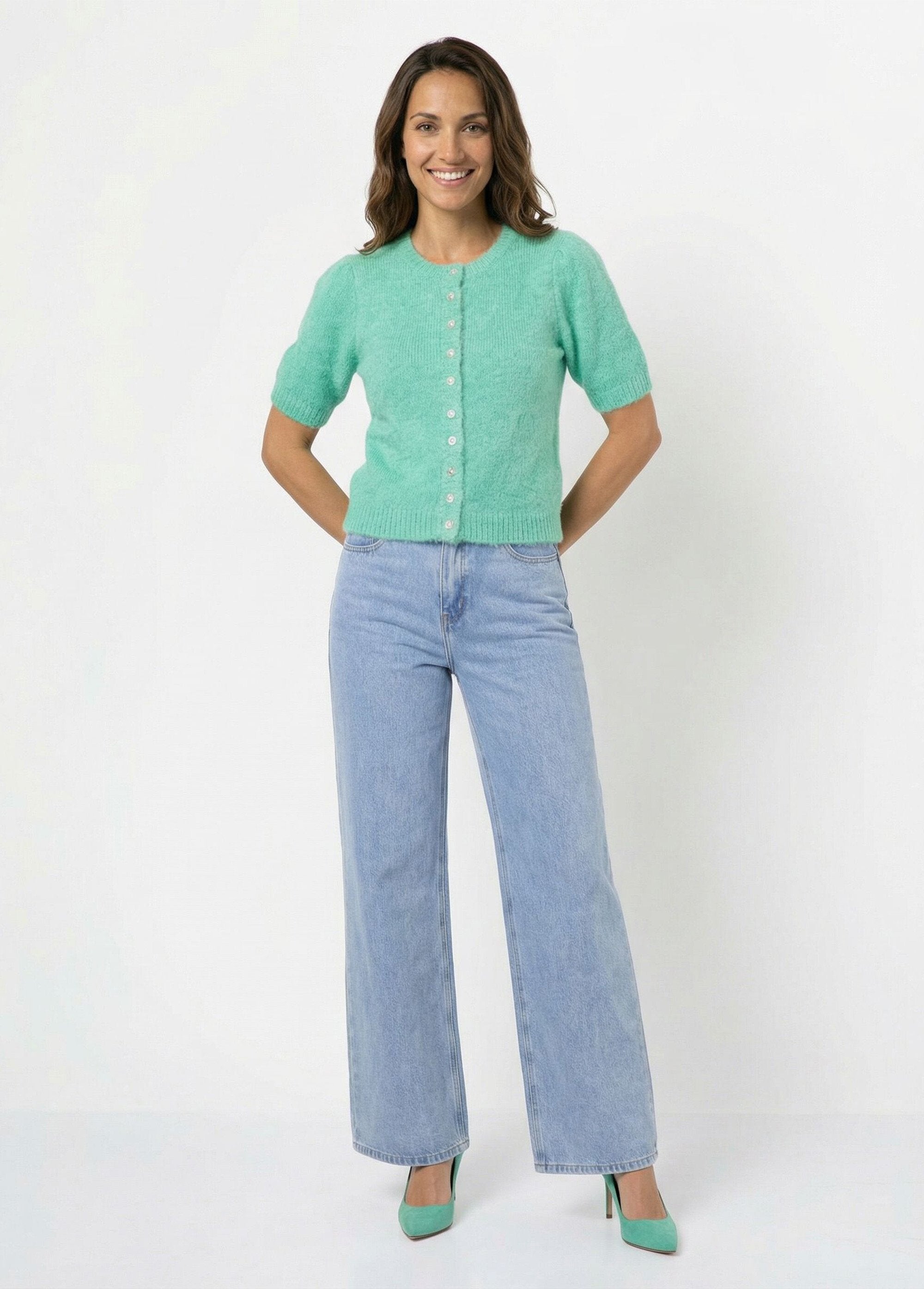 Short-sleeved_cardigan_with_wool_Aqua_green_SF1_slim