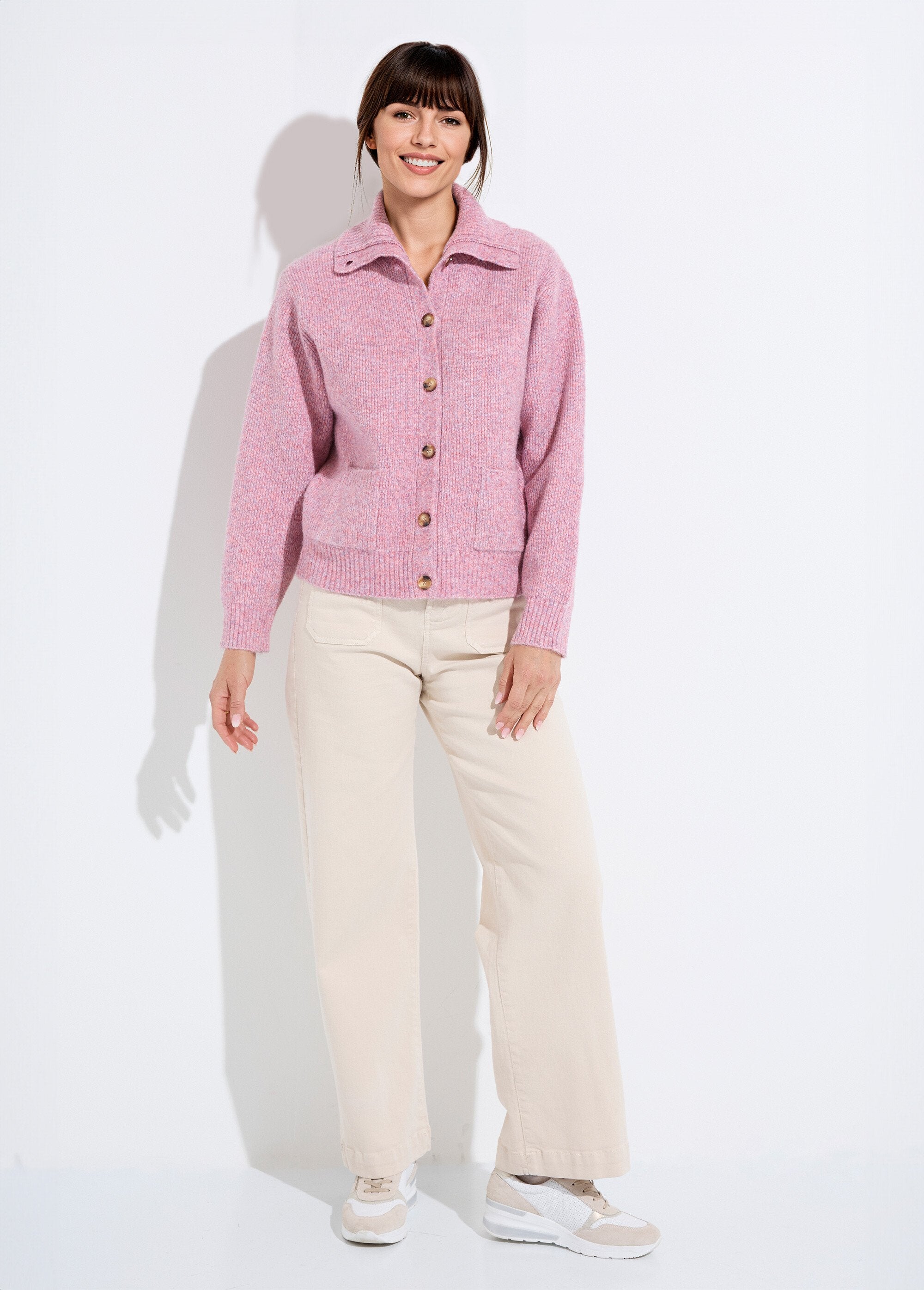 Gilet_boutonné_chaud_côtelé_avec_laine_et_fibres_recyclées_Rose_SF1_slim