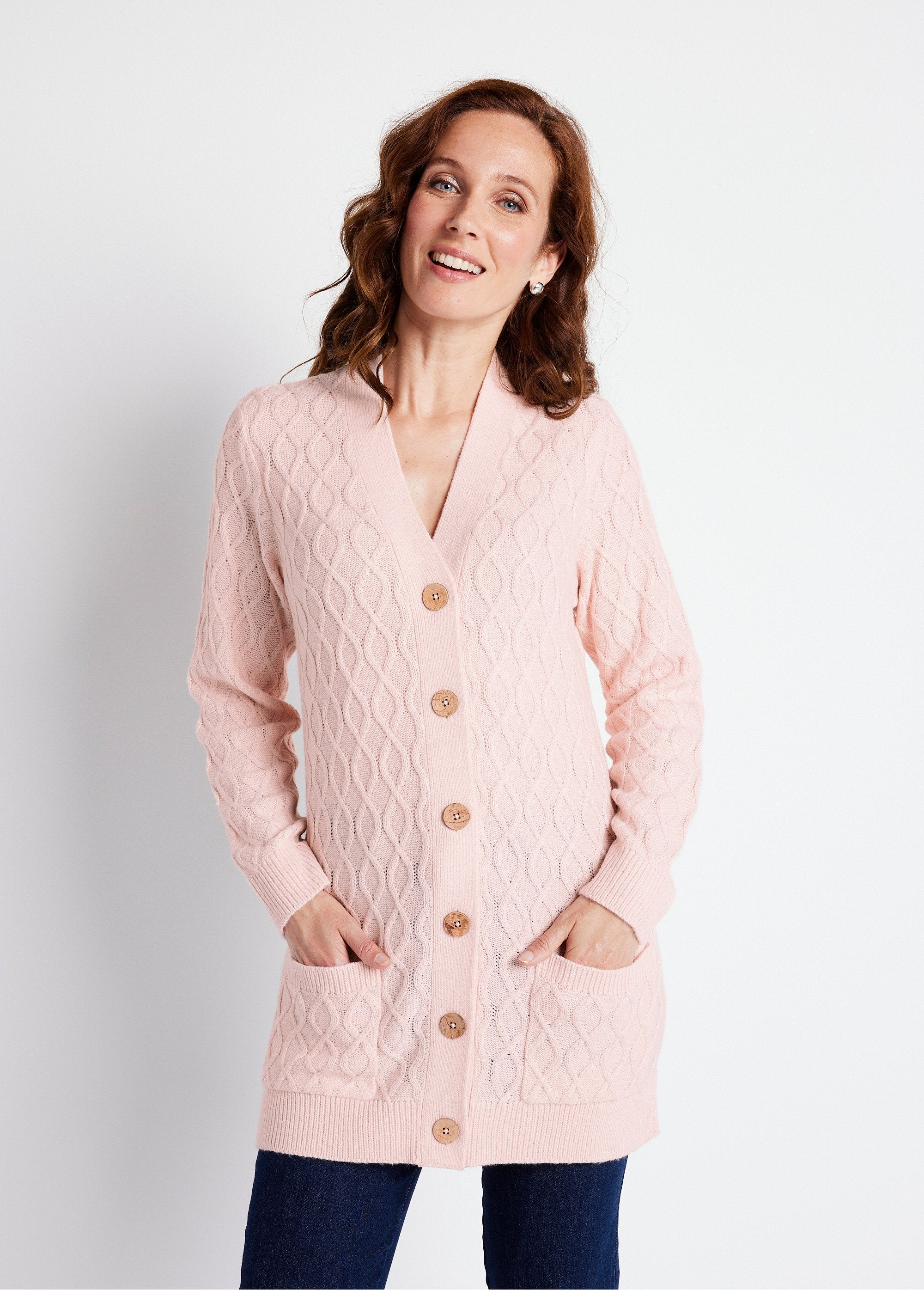 Long_buttoned_cable-knit_V-neck_cardigan_Pink_FA2_slim