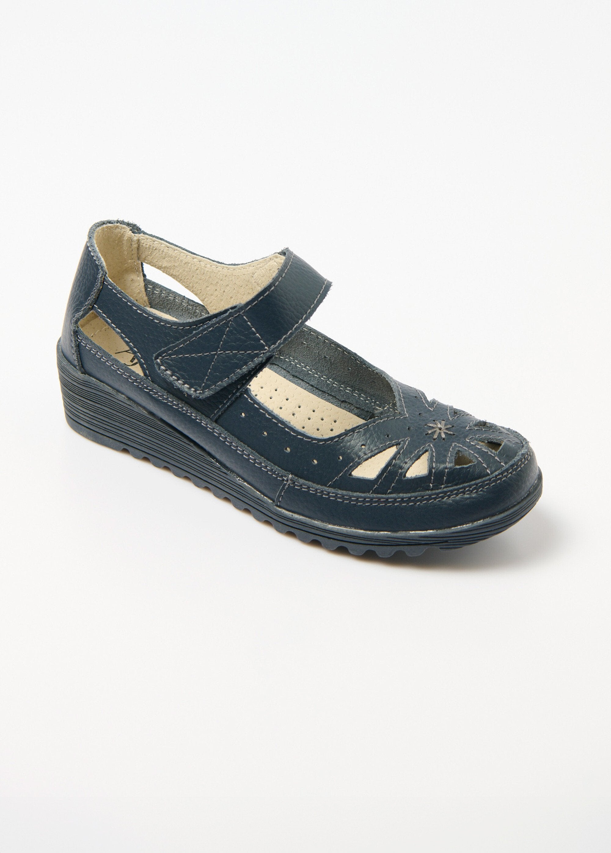 La_Bottine_Souriante®_-_Comfort_width_velcro_sandals_Marine_FA1_slim