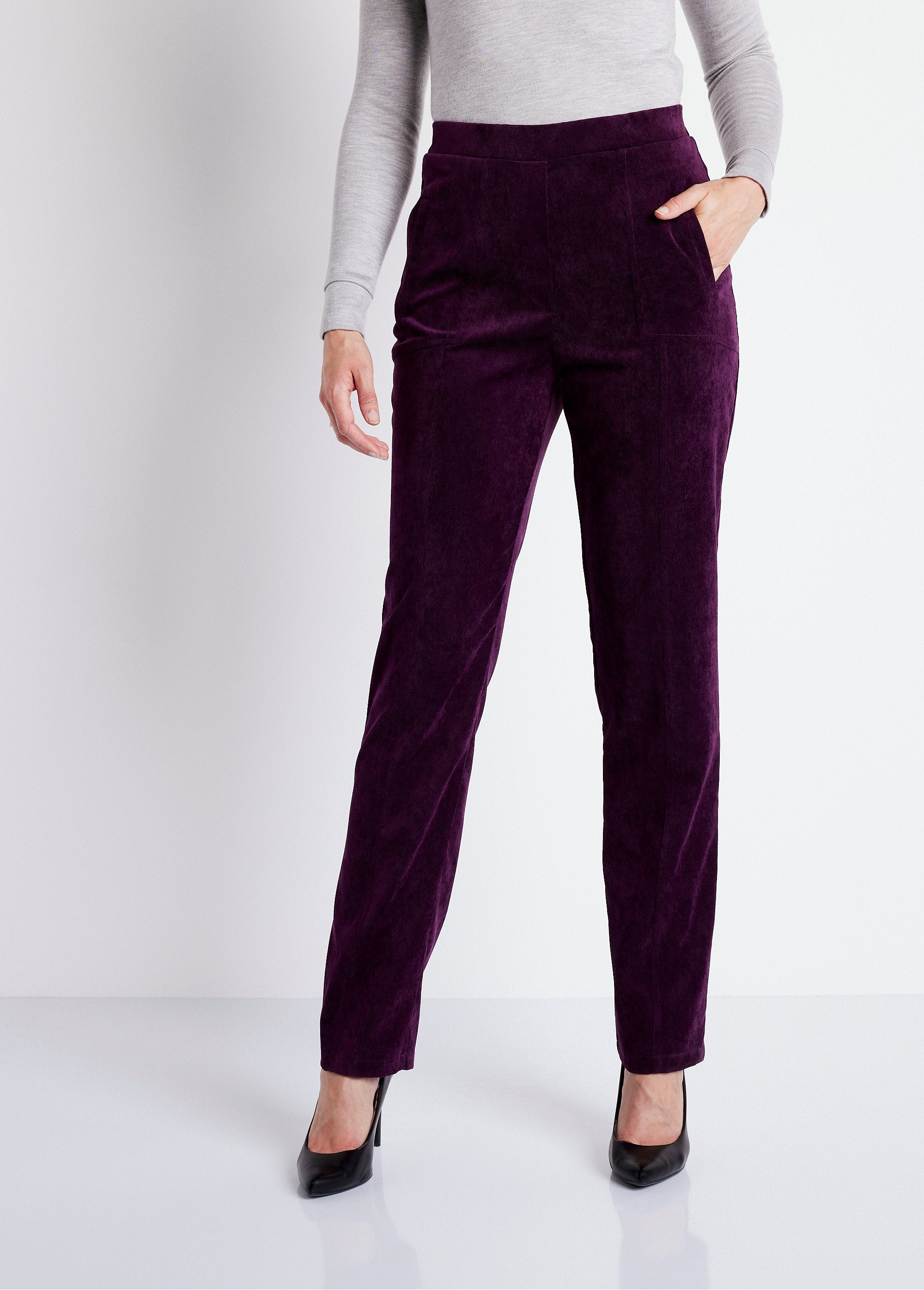 Straight_pants_with_elasticated_waist_and_milleraies_velvet_Plum_FA1_slim