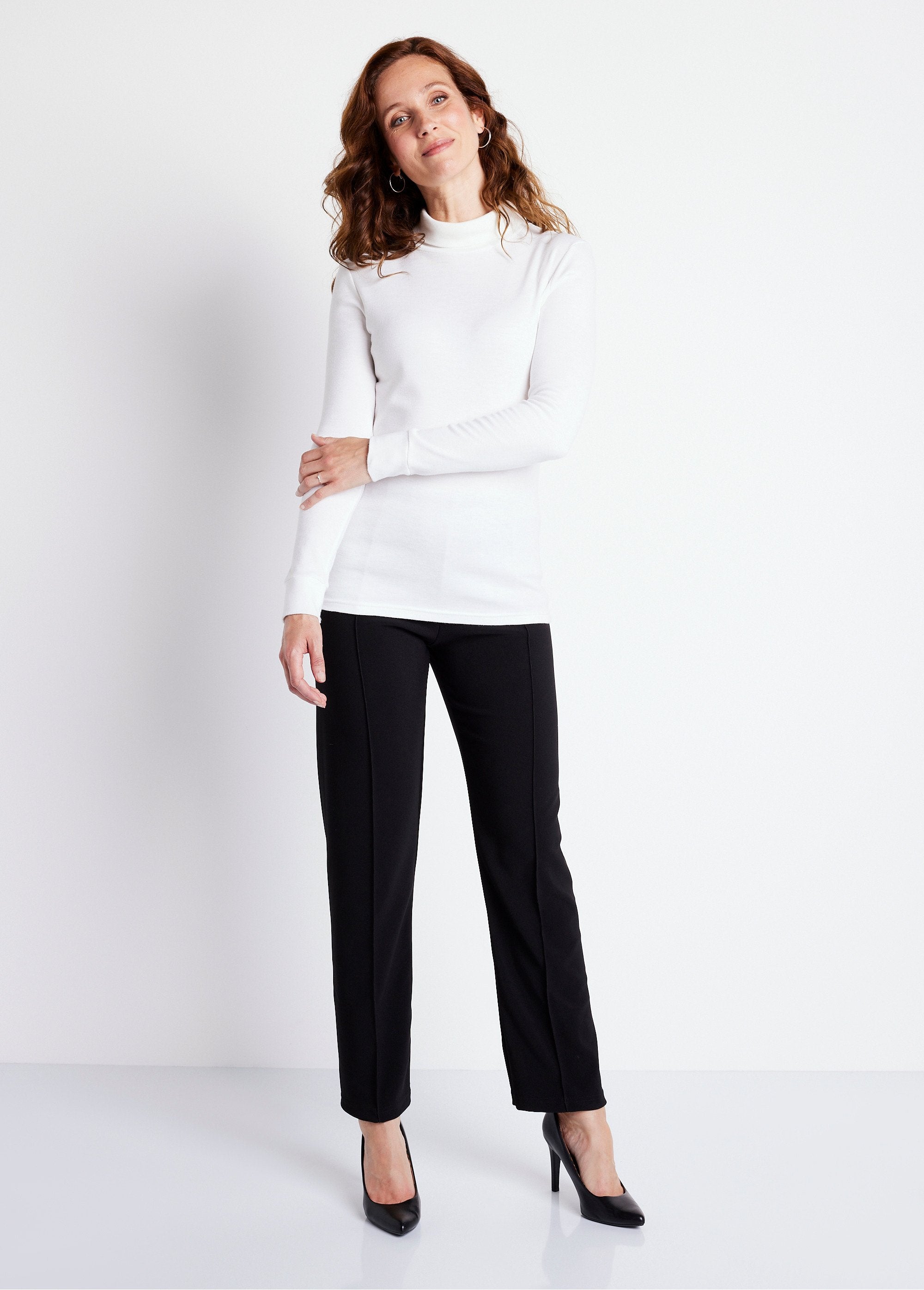 Straight_pants_with_elasticated_waist_and_ribbed_knit_Black_SF1_slim