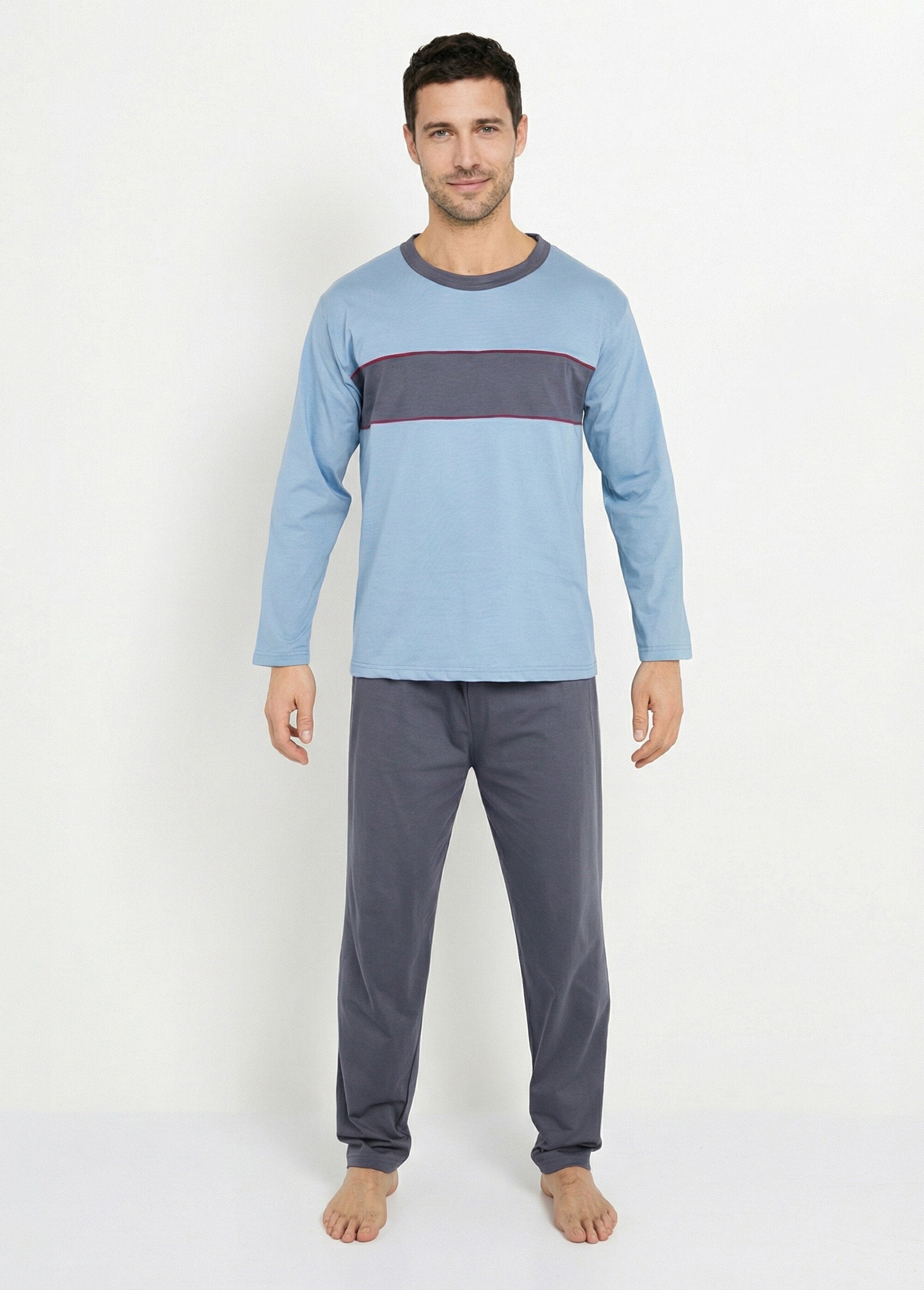 Two-tone_cotton_pajamas_Blue_FA1_slim