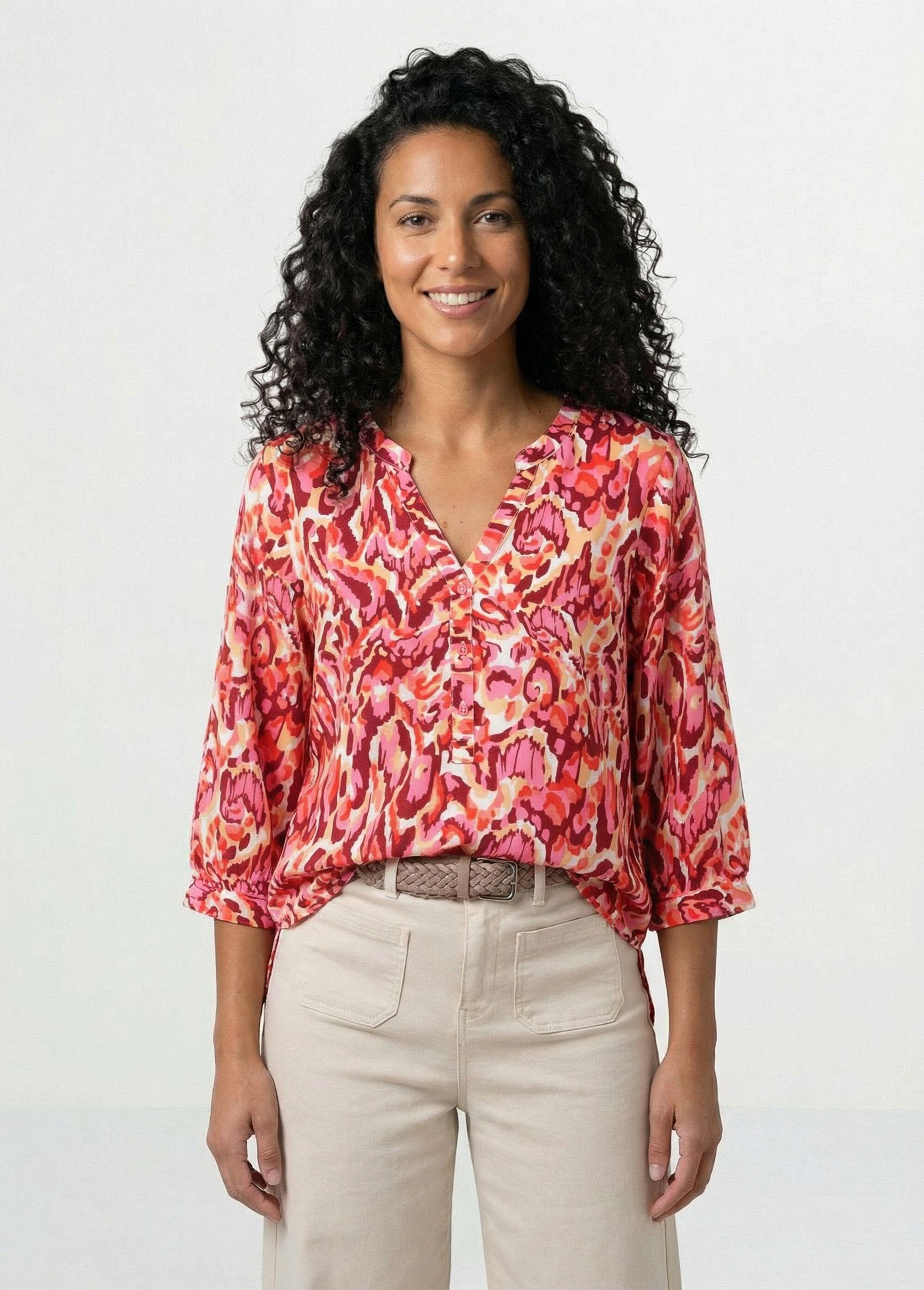 Loose_long_printed_tunic_with_3/4_sleeves_Pink_print_FA1_slim