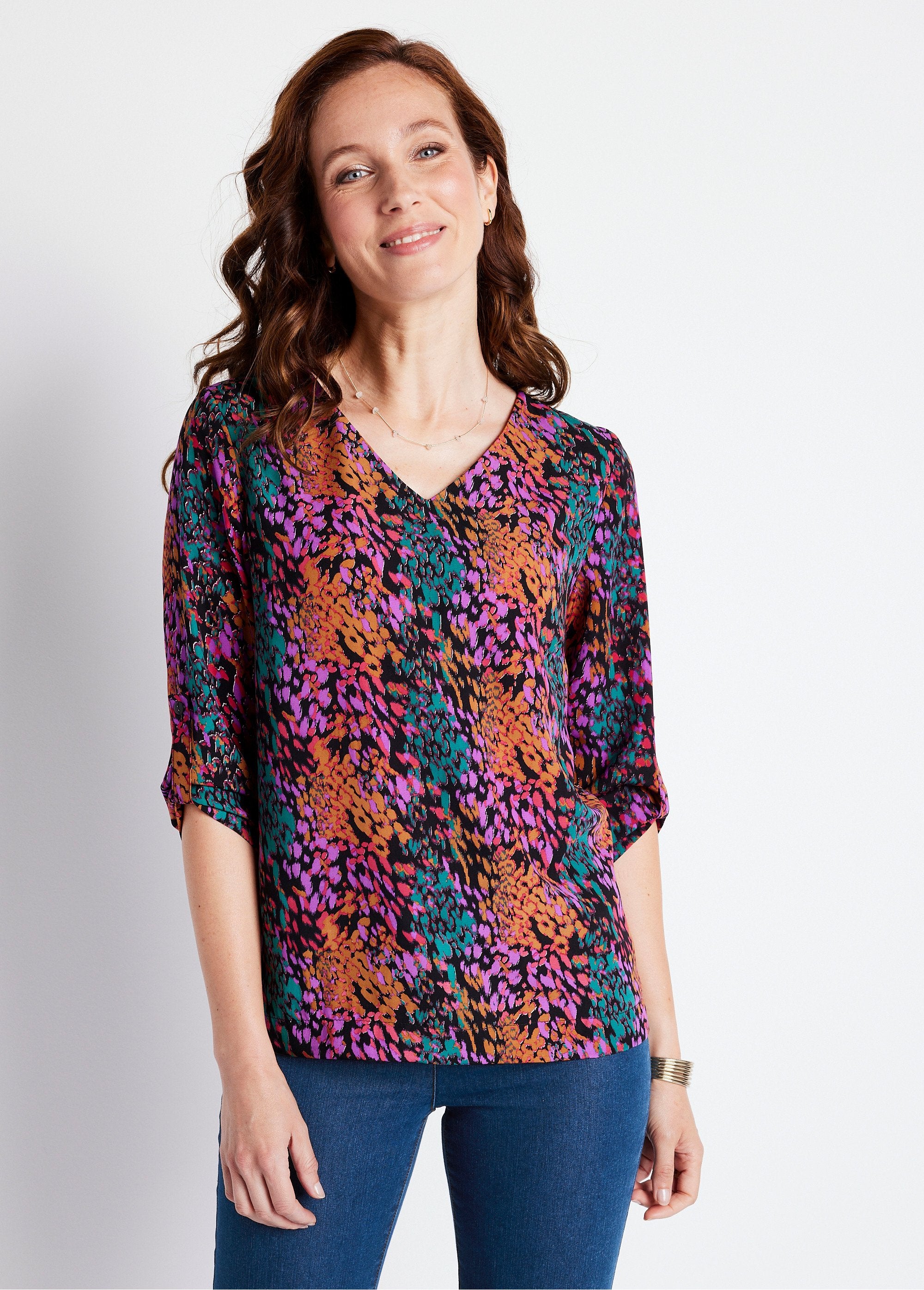 Printed_mid-length_straight_V-neck_tunic_Multicolor_Imp_FA1_slim